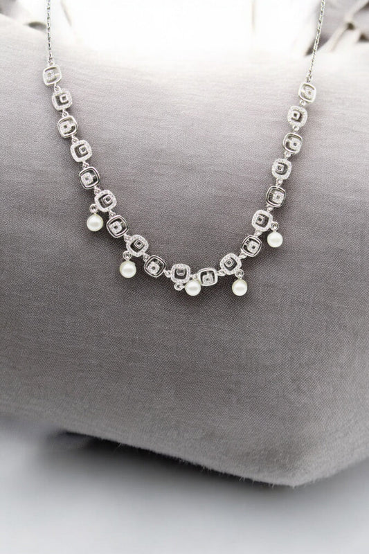 Pearl Diamond Studded Pendant Set | 925 Sterling Silver SACH JEWELS
