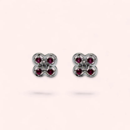 Pink Studded Diamond Stud Earrings | 925 Sterling Silver - SACH JEWELS