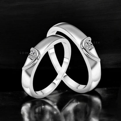 Diamond Heart Couple Ring | Italian Silver Plated - SACH JEWELS