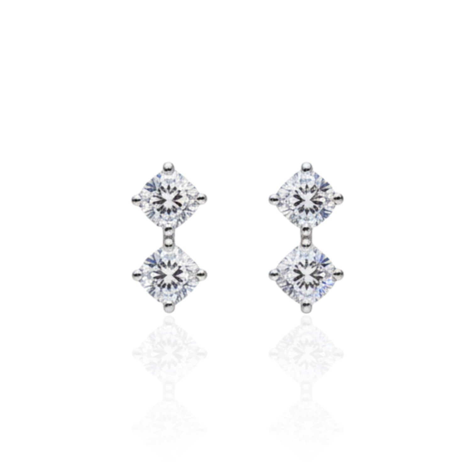 Double square Diamond Stud Earrings | 925 Sterling Silver SACH JEWELS