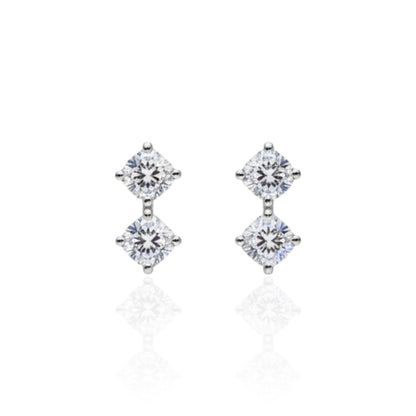 Double square Diamond Stud Earrings | 925 Sterling Silver SACH JEWELS