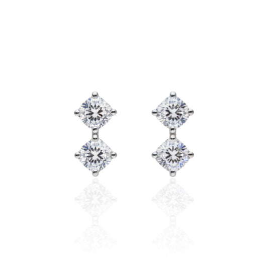 Double square Diamond Stud Earrings | 925 Sterling Silver SACH JEWELS