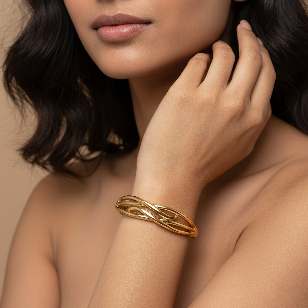Eternal Waves Premium Cuff | Italian Gold Plated SACH JEWELS
