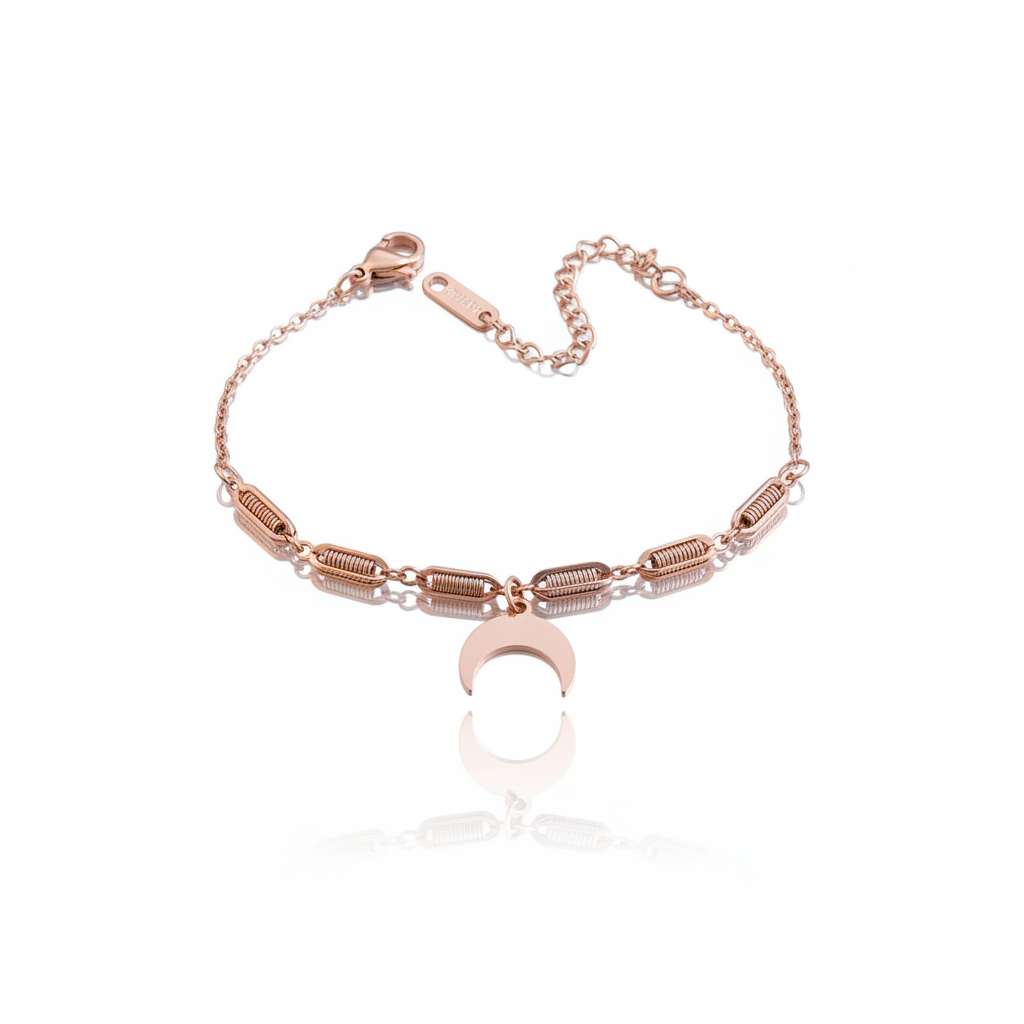 Rose Gold Crescent Moon Bracelet | Rose Gold Plated SACH JEWELS