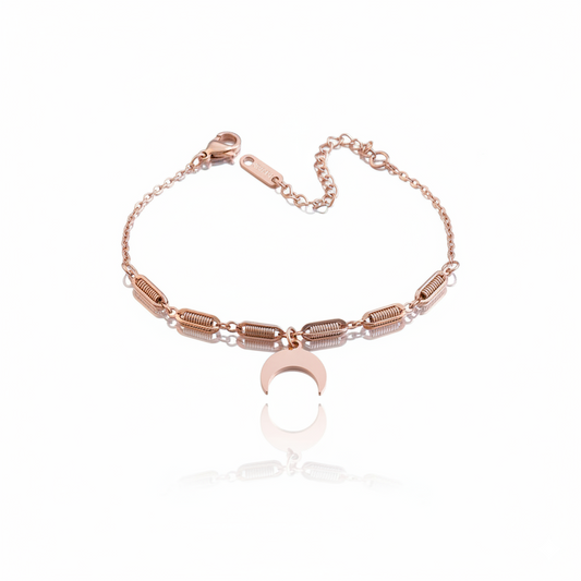 Rose Gold Crescent Moon Bracelet | Rose Gold Plated SACH JEWELS