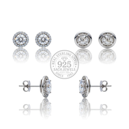 Circular Diamond Stud Earrings | 925 Sterling Silver SACH JEWELS