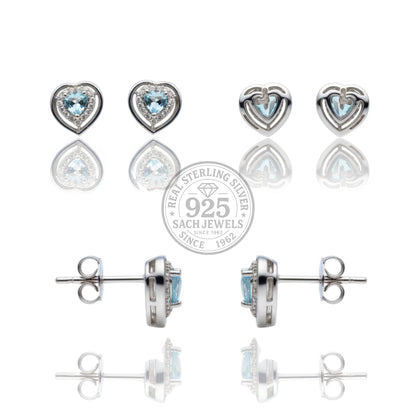 Blue Heart Stud Earrings | 925 Sterling Silver SACH JEWELS