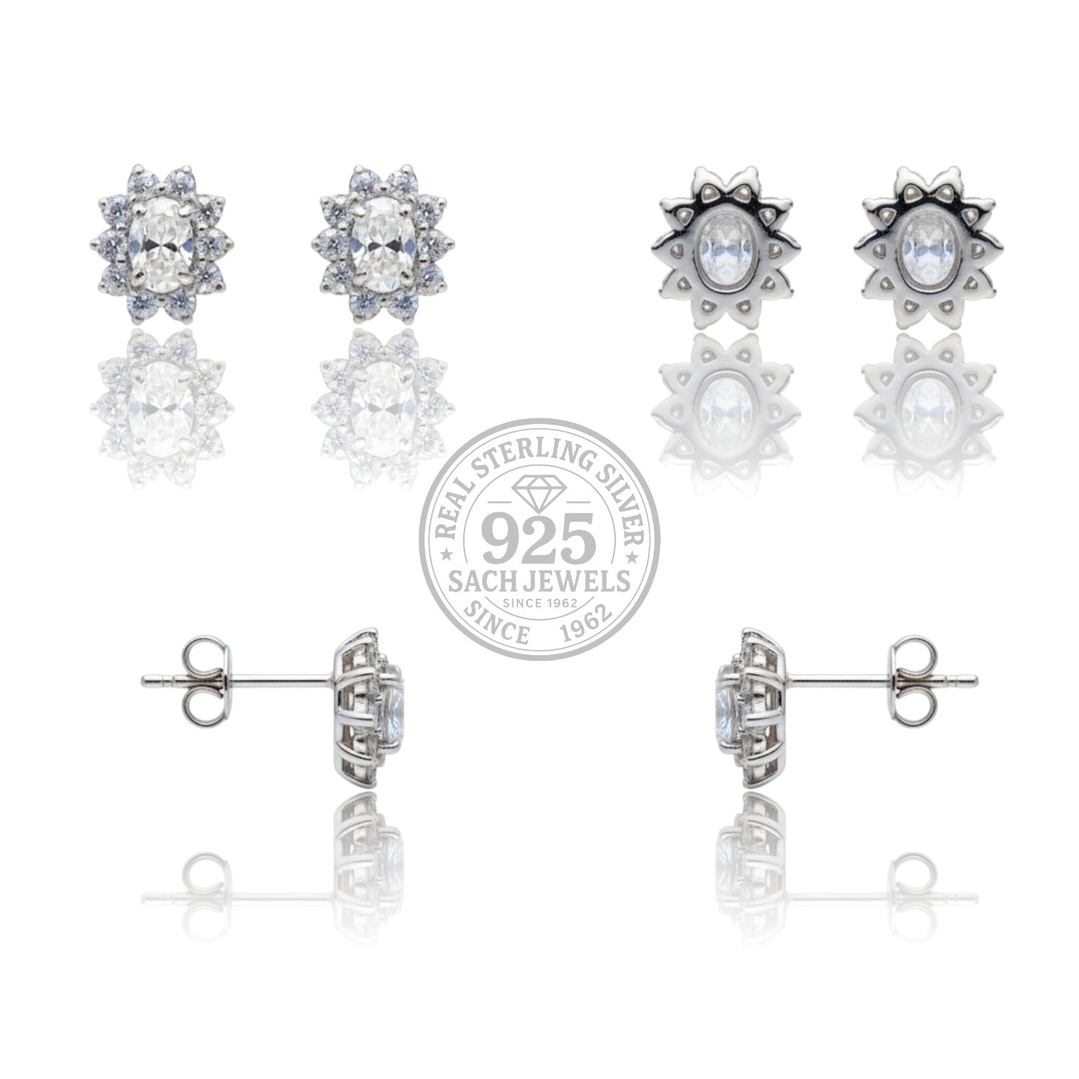 Elegant Flower Stud Earrings | 925 Sterling Silver SACH JEWELS