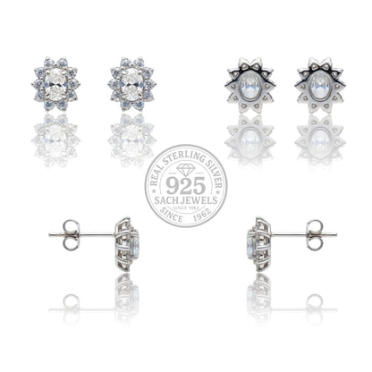 Elegant Flower Stud Earrings | 925 Sterling Silver SACH JEWELS