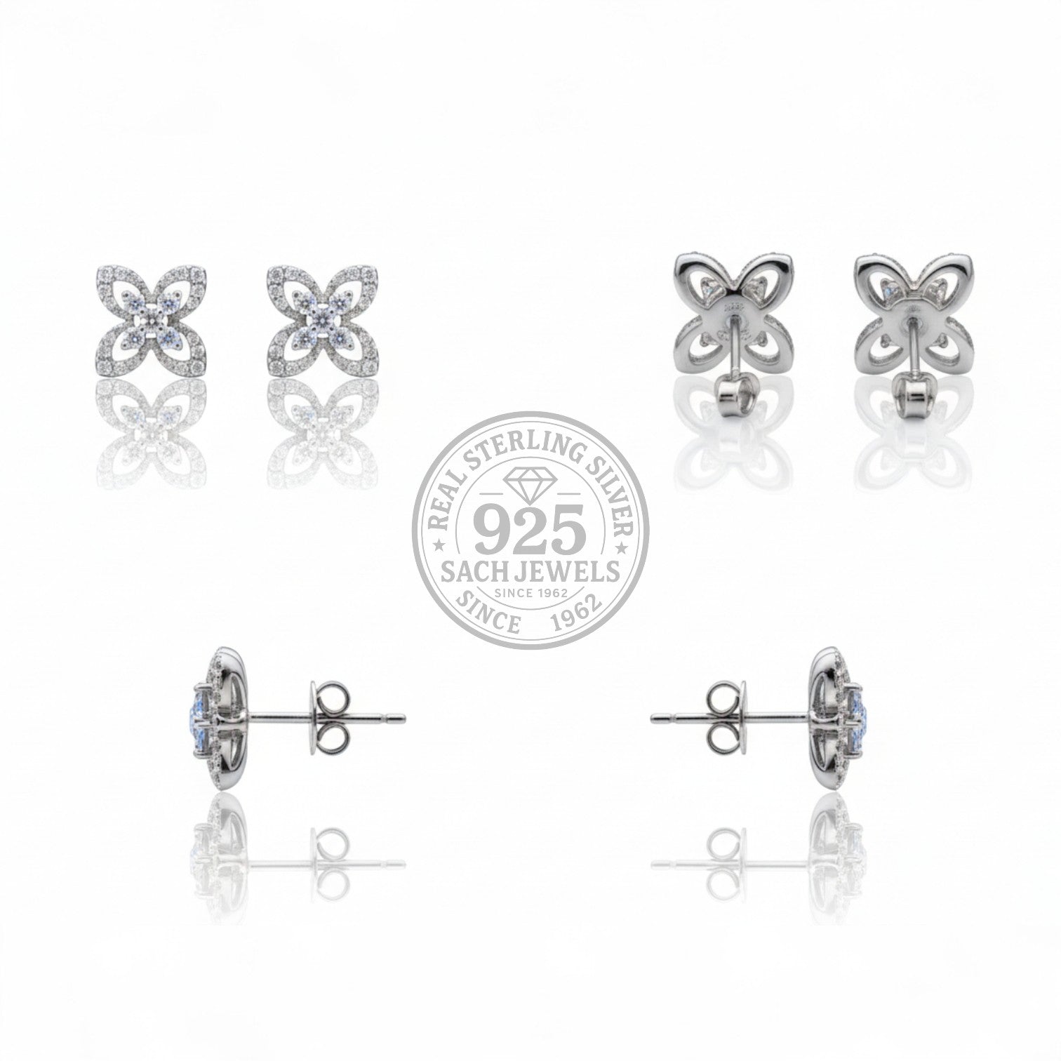 Quadra Petal Stud Earrings | 925 Sterling Silver SACH JEWELS