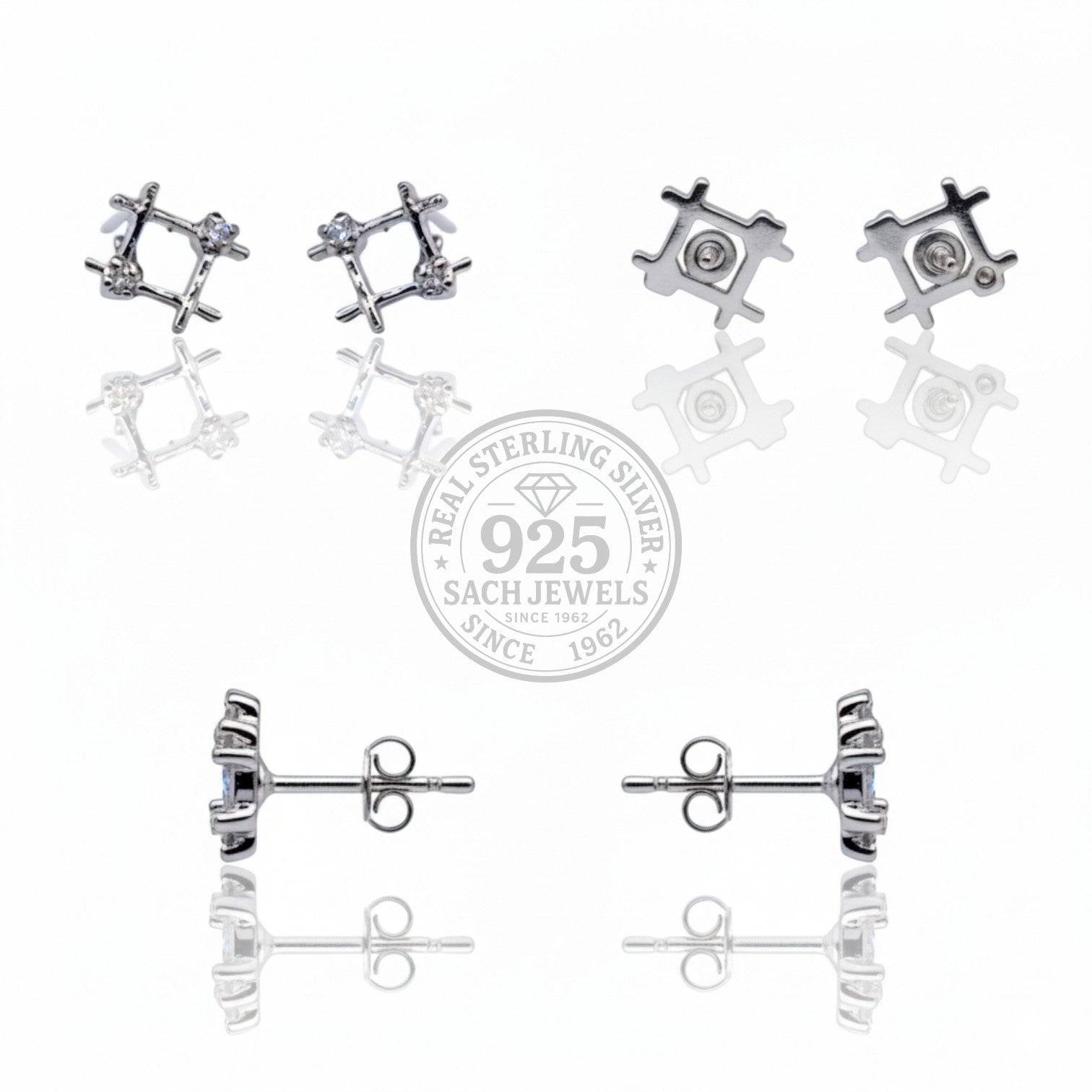 Twisted harmony diamond Stud Earrings | 925 Sterling Silver SACH JEWELS
