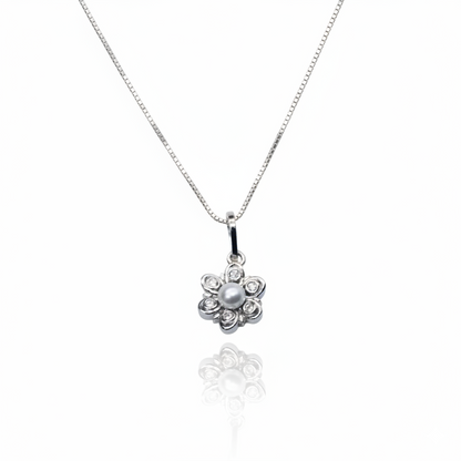 Twisted Pearl Flower Necklace | 925 Sterling Silver SACH JEWELS
