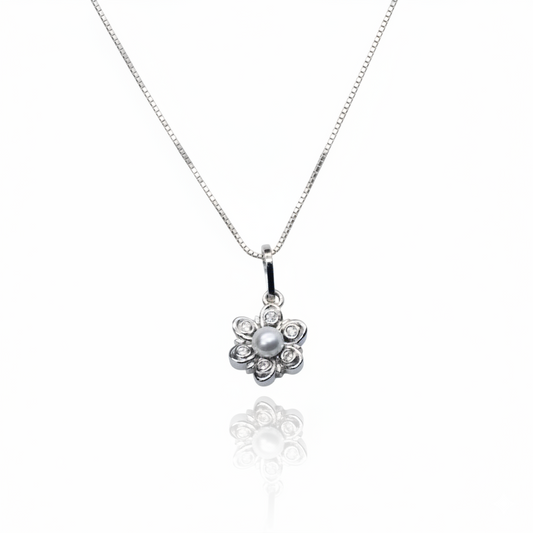 Twisted Pearl Flower Necklace | 925 Sterling Silver SACH JEWELS