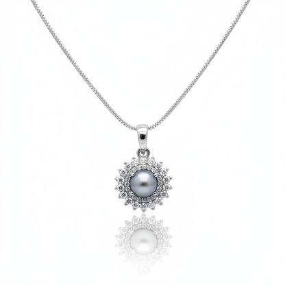 Diamond Studded Sparkling Pearl Necklace | 925 Sterling Silver SACH JEWELS