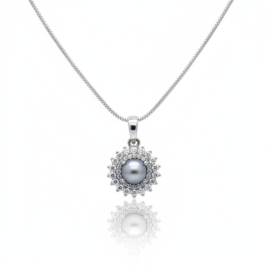 Diamond Studded Sparkling Pearl Necklace | 925 Sterling Silver SACH JEWELS