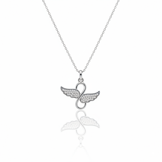 Diamond Studded Angels Wings Necklace | 925 Sterling Silver SACH JEWELS