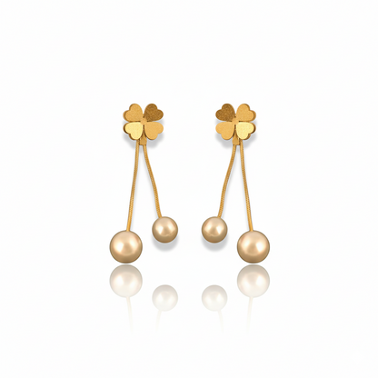 Pearl Clover Drop Earrings | Italian Gold Plated SACH JEWELS