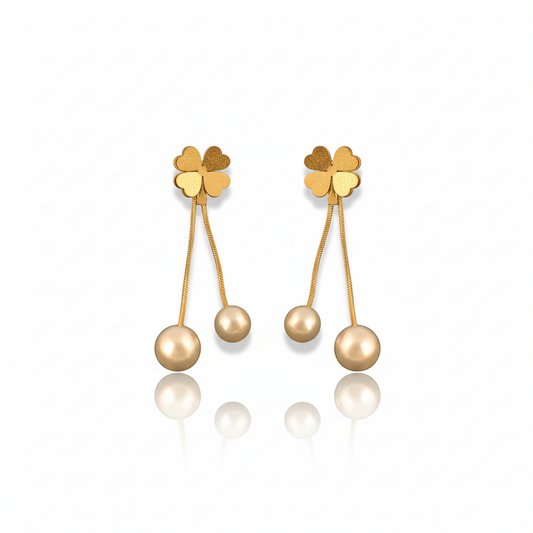 Pearl Clover Drop Earrings | Italian Gold Plated SACH JEWELS