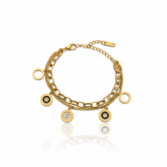 Cosmic Circle Dual Chain Bracelet | Italian Gold Plated SACH JEWELS