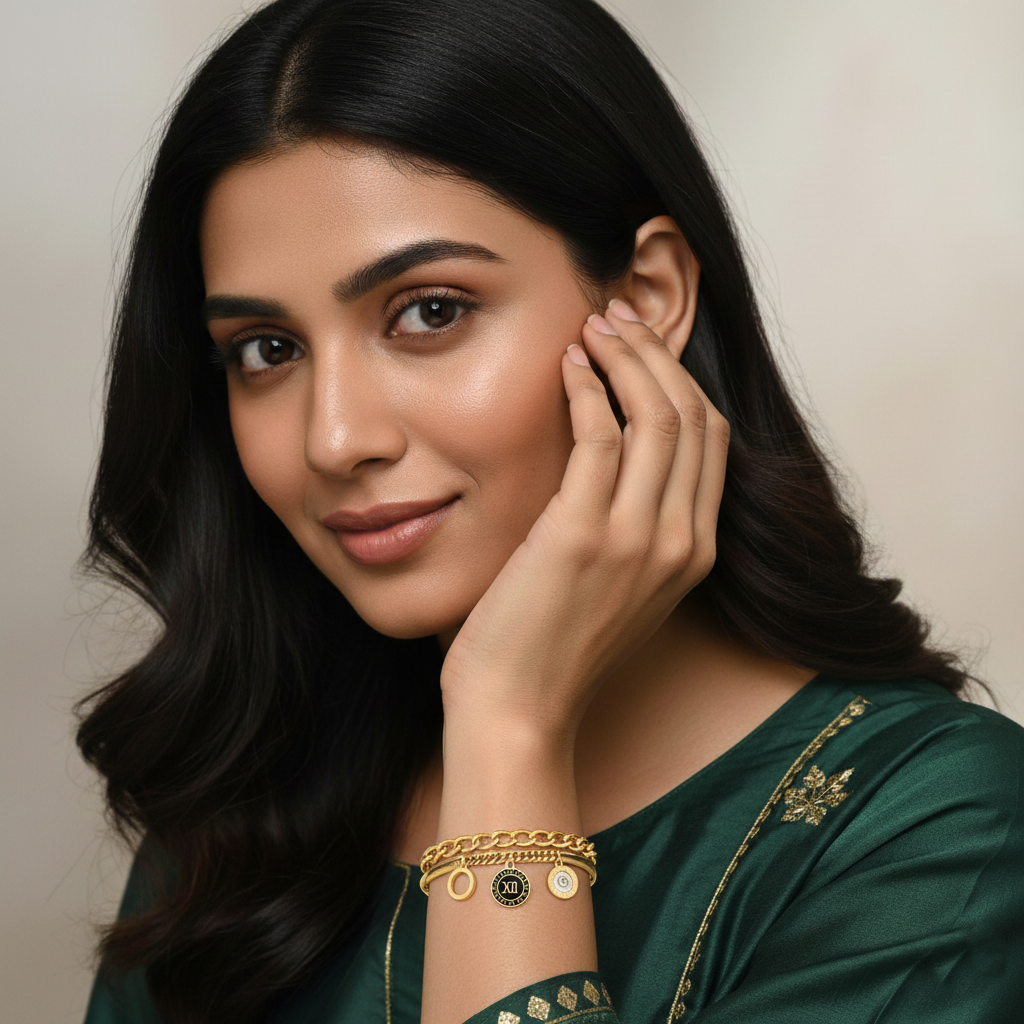 Cosmic Circle Dual Chain Bracelet | Italian Gold Plated SACH JEWELS