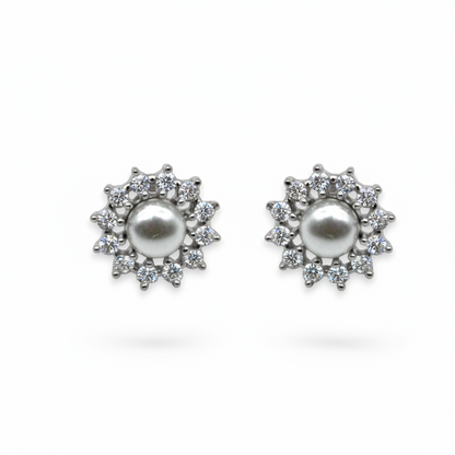 Pearl Spike Diamond Studded Stud Earrings | 925 Sterling Silver SACH JEWELS