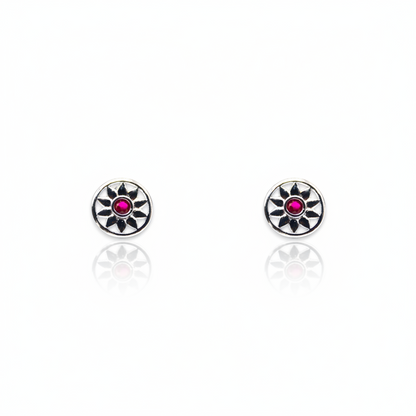 Pink Studded Diamond Stud Earrings | 925 Sterling Silver SACH JEWELS