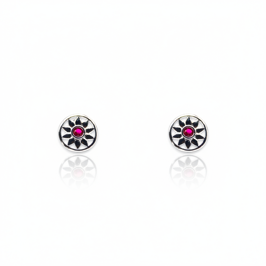 Pink Studded Diamond Stud Earrings | 925 Sterling Silver SACH JEWELS