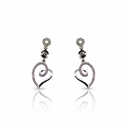 Heart Drop Diamond Studded Earrings | 925 Sterling Silver SACH JEWELS