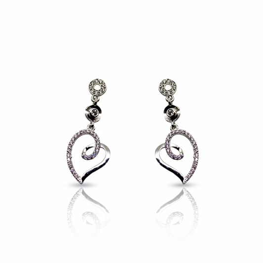 Heart Drop Diamond Studded Earrings | 925 Sterling Silver SACH JEWELS