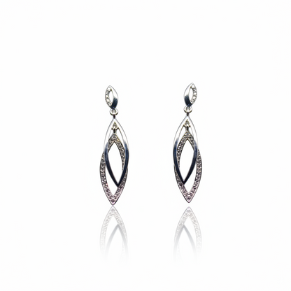 Silver Drop Diamond Studded Earrings | 925 Sterling Silver SACH JEWELS