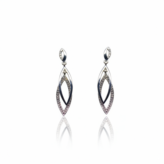 Silver Drop Diamond Studded Earrings | 925 Sterling Silver SACH JEWELS