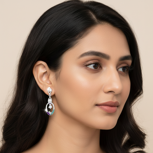 Drop Diamond Studded Earrings | 925 Sterling Silver SACH JEWELS