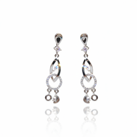 Gorgeous Silver Drop Diamond Studded Earrings | 925 Sterling Silver SACH JEWELS