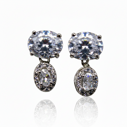 Drop Diamond Studded Earrings | 925 Sterling Silver SACH JEWELS