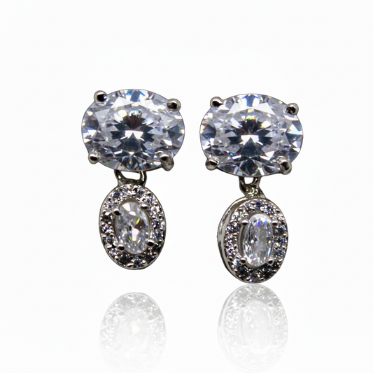 Drop Diamond Studded Earrings | 925 Sterling Silver SACH JEWELS