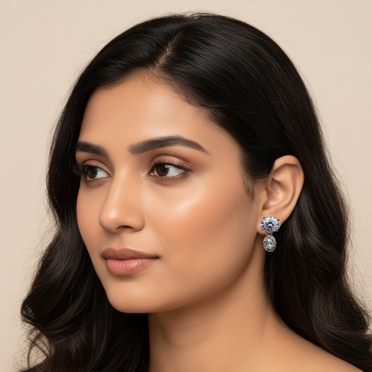 Drop Diamond Studded Earrings | 925 Sterling Silver SACH JEWELS
