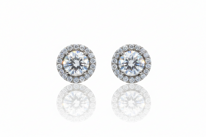 Circular Diamond Stud Earrings | 925 Sterling Silver SACH JEWELS