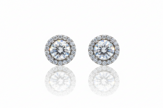 Circular Diamond Stud Earrings | 925 Sterling Silver SACH JEWELS