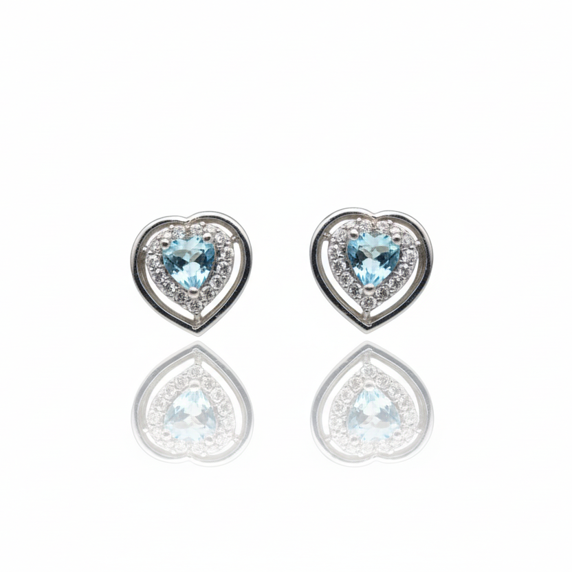 Blue Heart Stud Earrings | 925 Sterling Silver SACH JEWELS