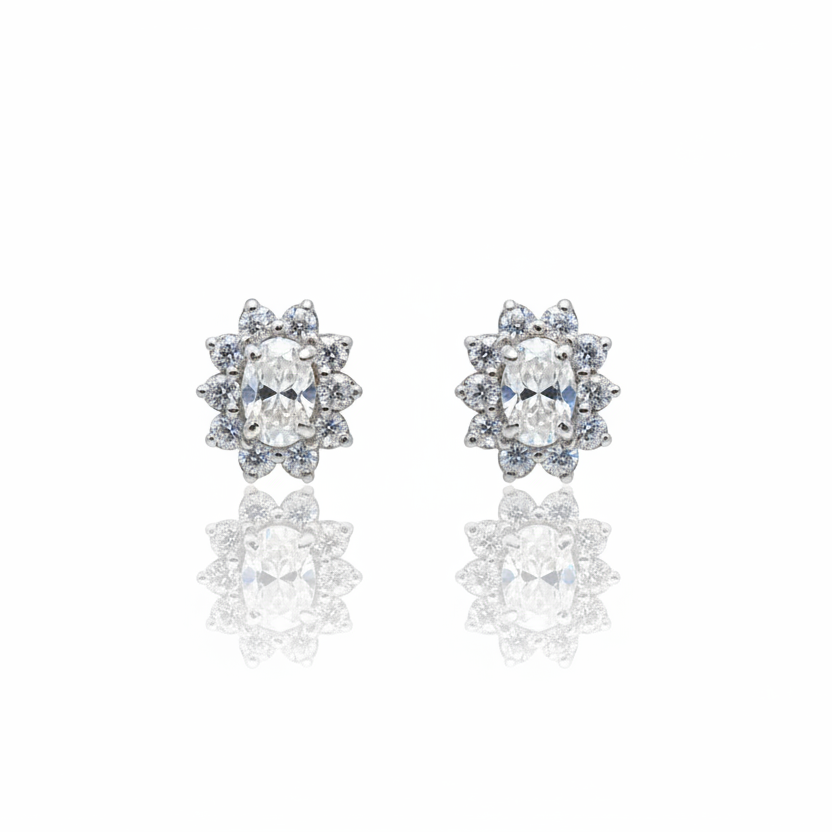 Elegant Flower Stud Earrings | 925 Sterling Silver SACH JEWELS