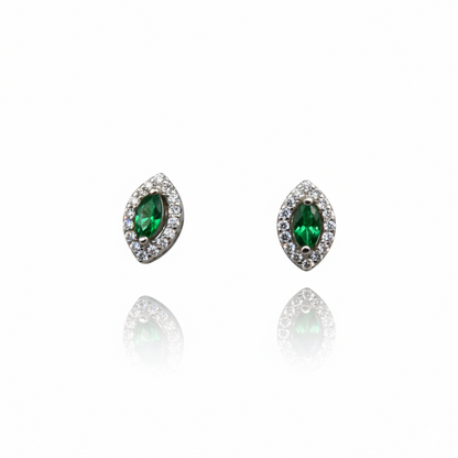 Emerald and Diamond Stud Earrings | 925 Sterling Silver SACH JEWELS