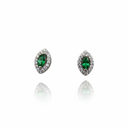 Emerald and Diamond Stud Earrings | 925 Sterling Silver SACH JEWELS
