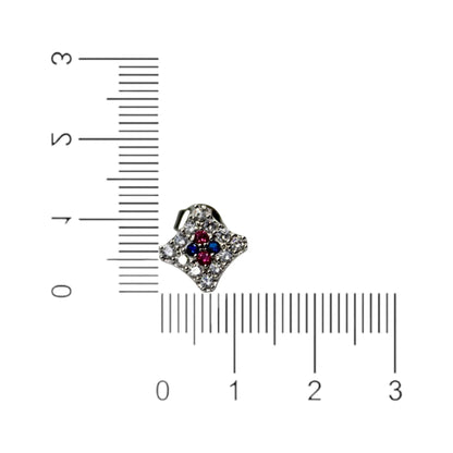 Pink And Blue Studded Diamond Stud Earrings | 925 Sterling Silver - SACH JEWELS