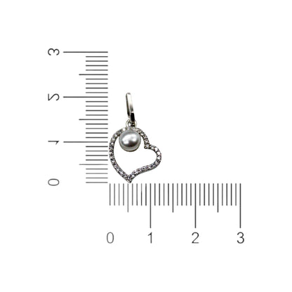 Pearl With Diamond Studded Heart Pendant Only | 925 Sterling Silver - SACH JEWELS
