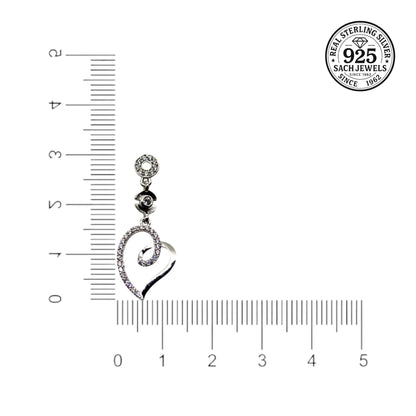 Heart Drop Diamond Studded Earrings | 925 Sterling Silver SACH JEWELS