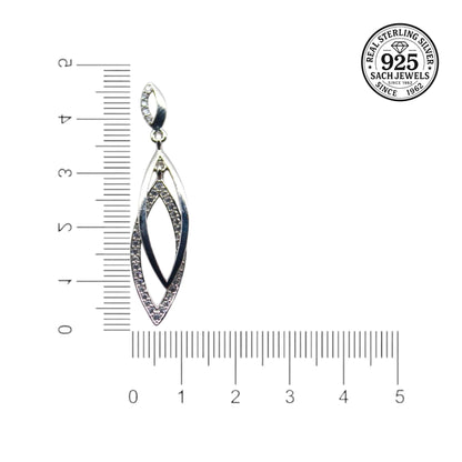 Silver Drop Diamond Studded Earrings | 925 Sterling Silver SACH JEWELS