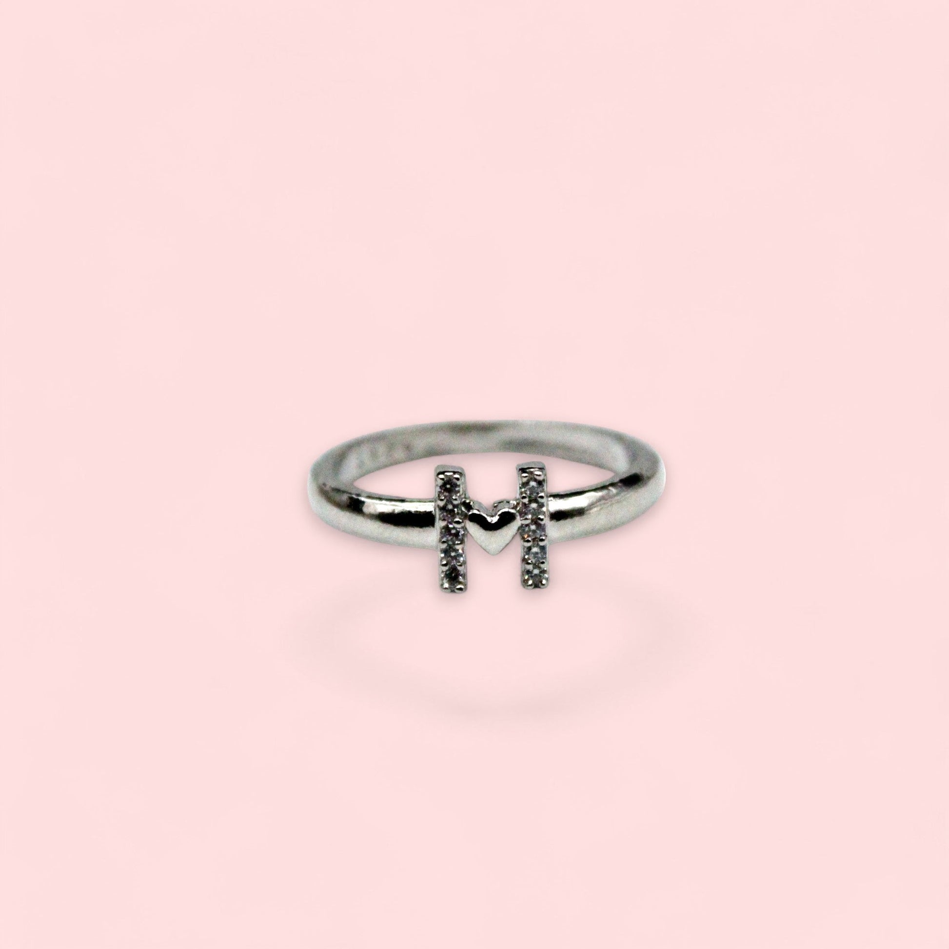 M Letter Studded Diamond Ring | 925 Sterling Silver - SACH JEWELS