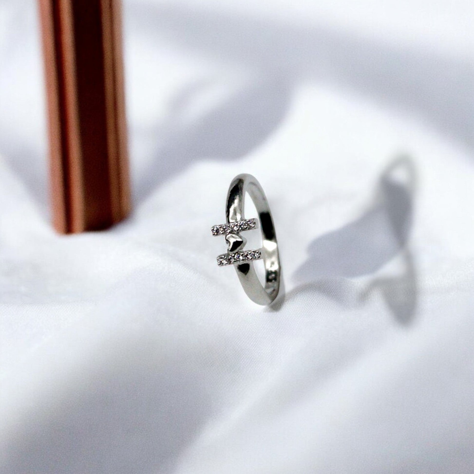M Letter Studded Diamond Ring | 925 Sterling Silver - SACH JEWELS