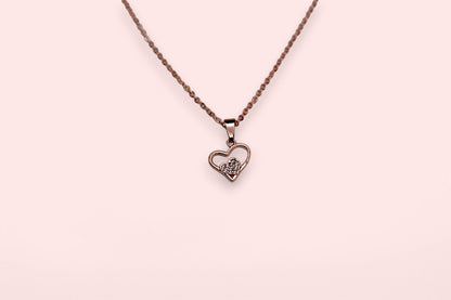 Diamonds Studded Double Heart Necklace | Rose Gold Plated - SACH JEWELS