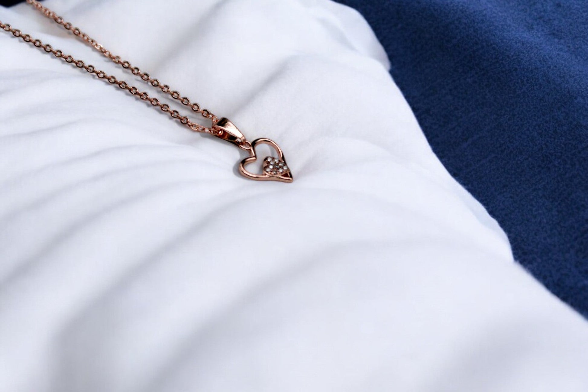 Diamonds Studded Double Heart Necklace | Rose Gold Plated - SACH JEWELS